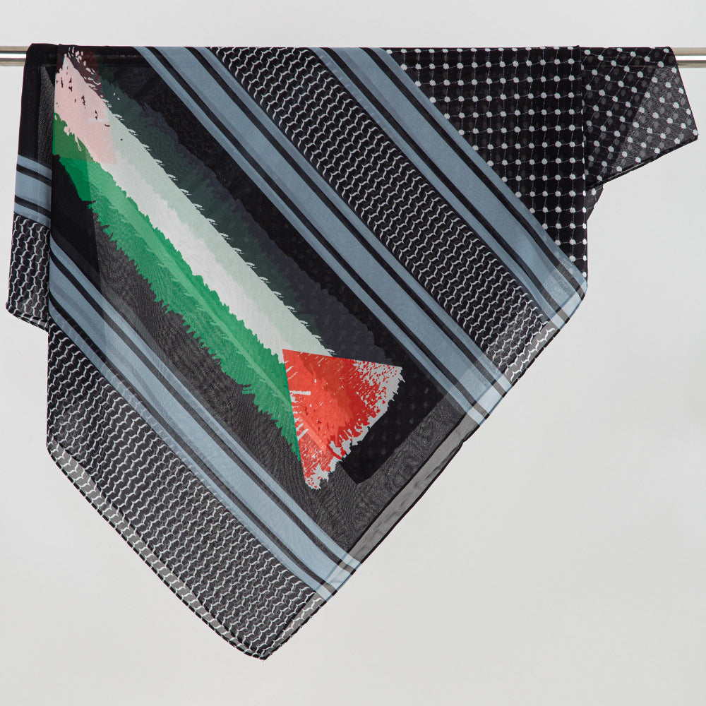 Kufiyyeh Style Chiffon Scarf, Arab Fashion Scarf, Middle Eastern Shawl
