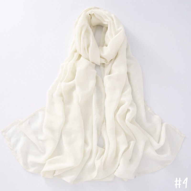 Breathable Modal Monochrome Shawl, Malay Indonesian Cotton And Linen Hijab, Solid Colour Scarf