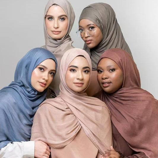 Breathable Modal Monochrome Shawl, Malay Indonesian Cotton And Linen Hijab, Solid Colour Scarf