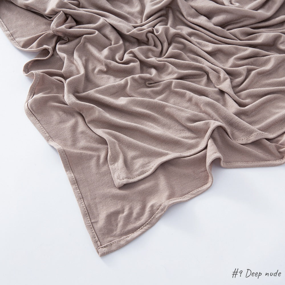 Solid Colour Modal Cotton Scarf, Long Instant Hijab