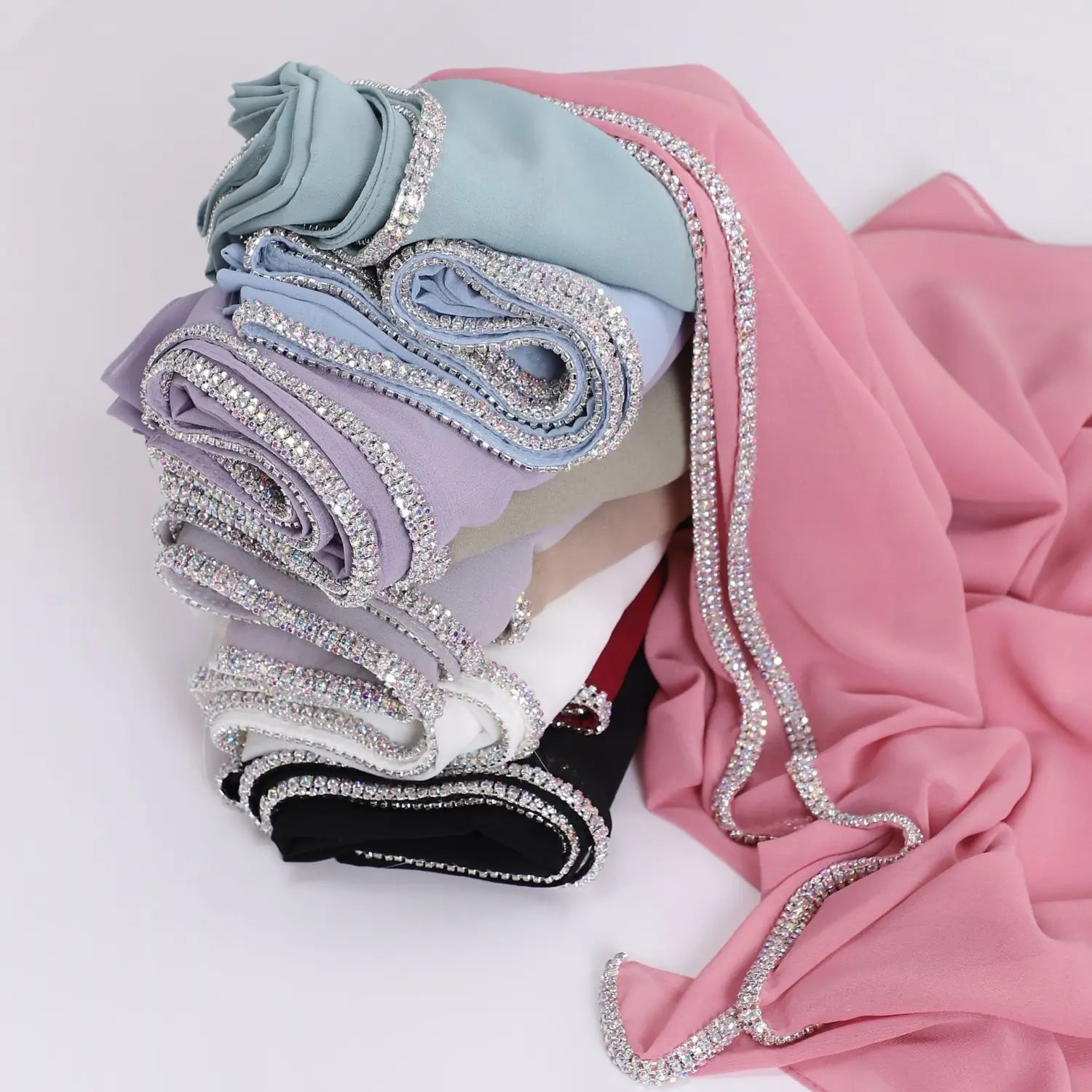 Bright Diamond Long-edged Chiffon Scarf