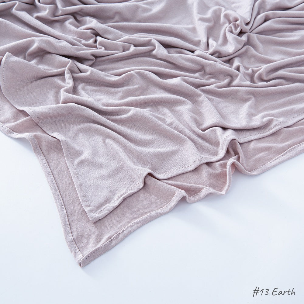 Solid Colour Modal Cotton Scarf, Long Instant Hijab