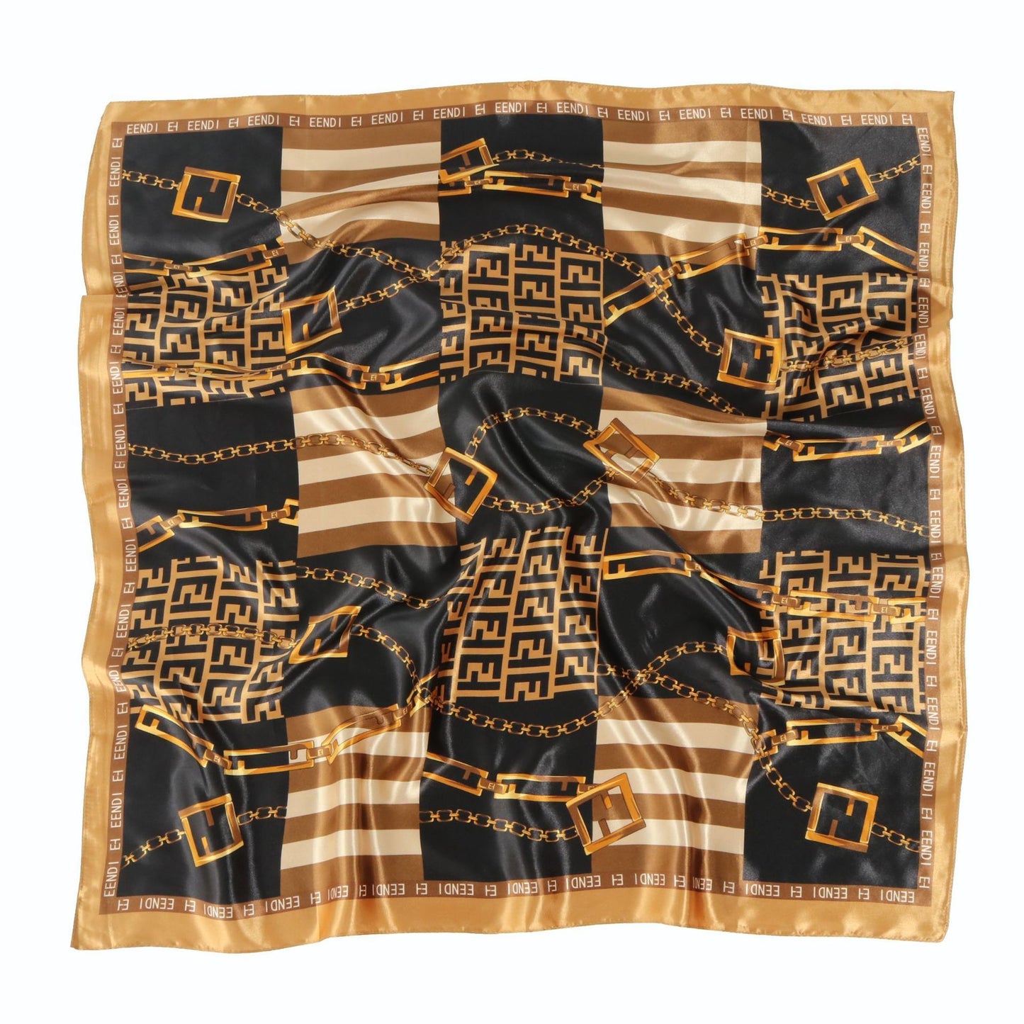 Multipurpose Chain Printed Scarf, Women's Casual Scarf, Satin Large Square Scarf
