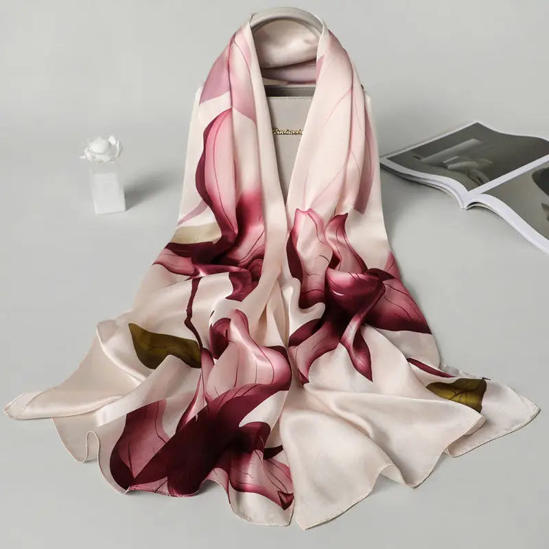 All-matching Long Silk Scarf - Wine Red