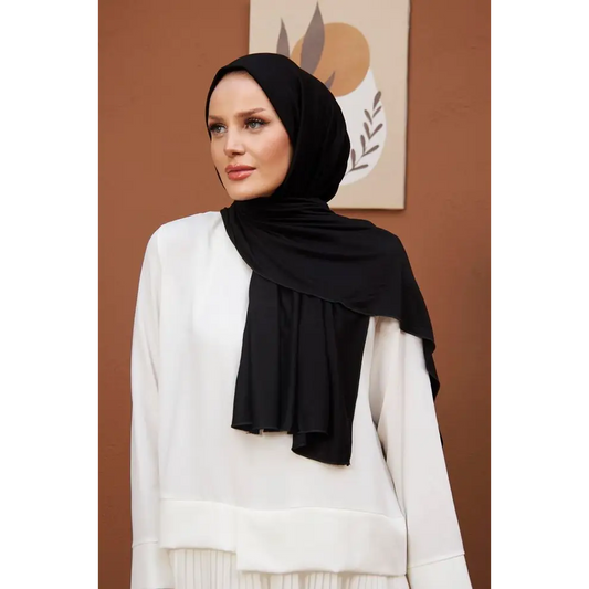 Black Combed Cotton Shawl - Hijab