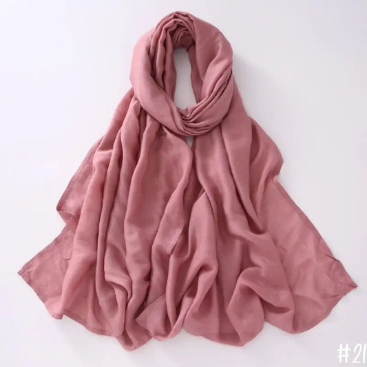 Breathable Modal Monochrome Shawl Malay Indonesian Cotton And Linen Hijab Solid Colour Scarf - 21Style - Modal Hijab
