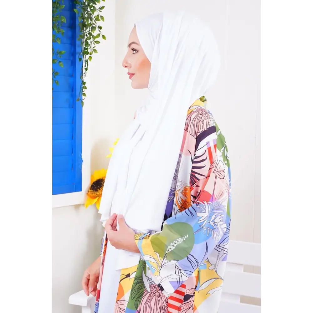 Combed Shawl-White - Hijab