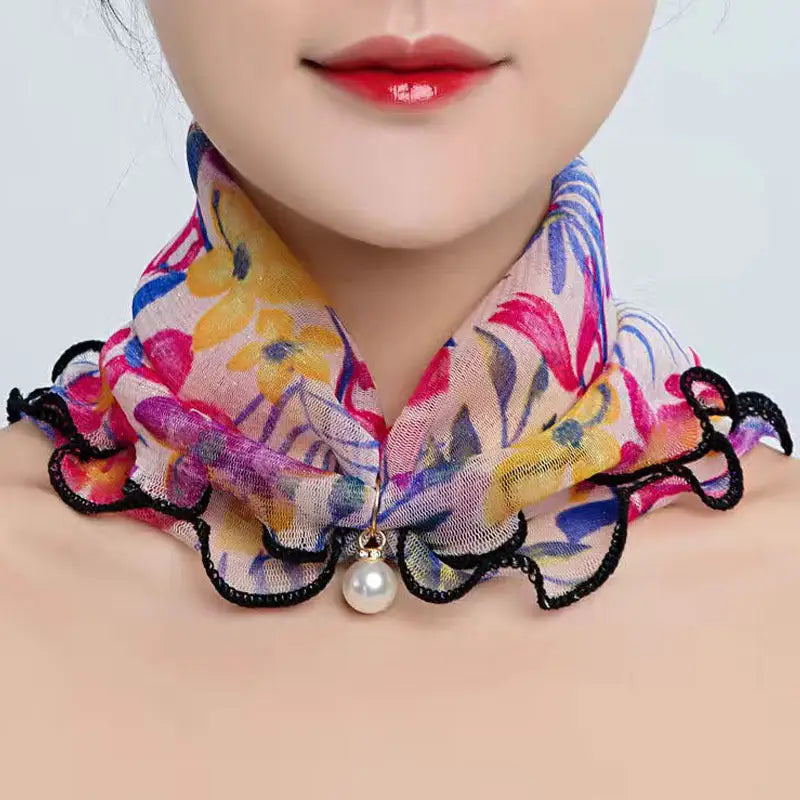 Cute Decorative Scarf Lace Pendant Small Silk Scarf - Brilliant Beauty - Decorative Scarf