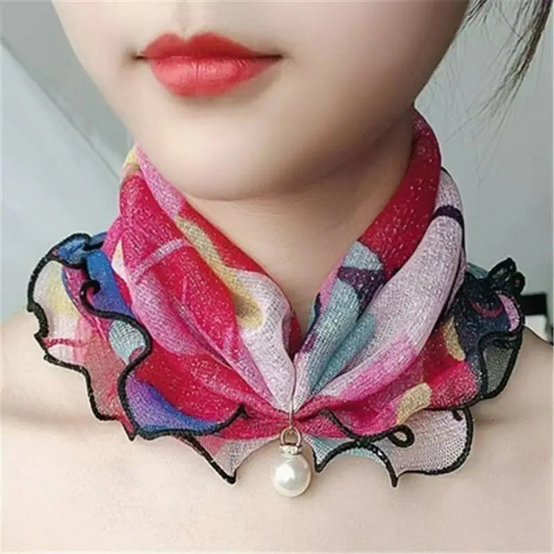 Cute Decorative Scarf Lace Pendant Small Silk Scarf - Colorful - Decorative Scarf