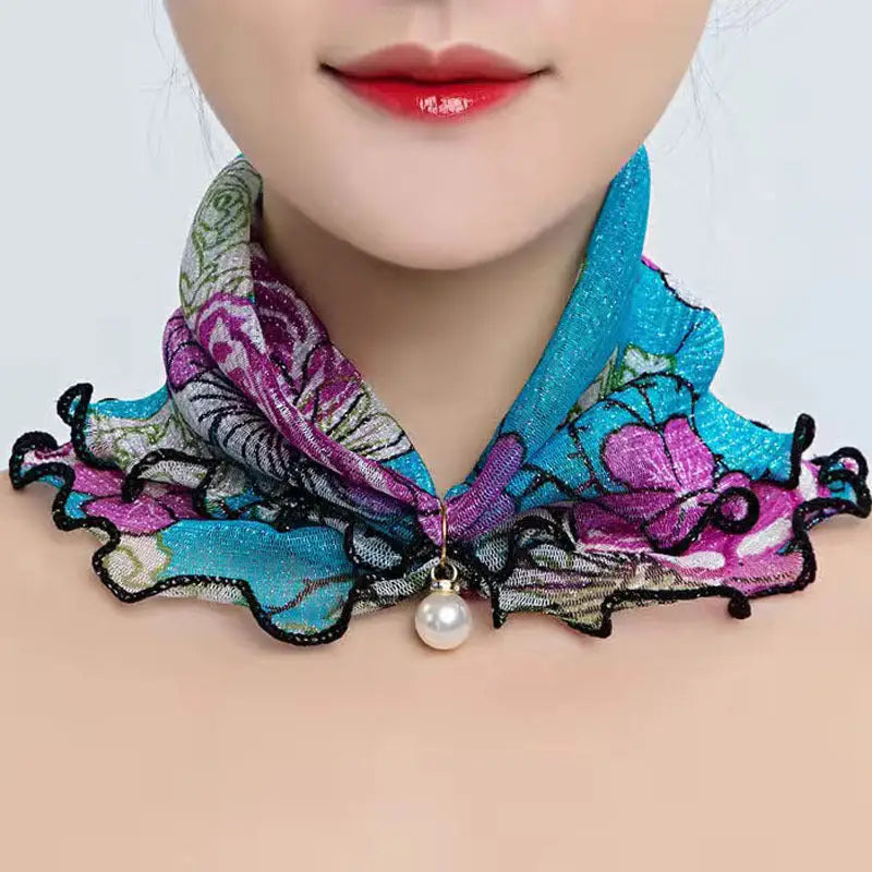 Cute Decorative Scarf Lace Pendant Small Silk Scarf - Spring Blossoms - Decorative Scarf