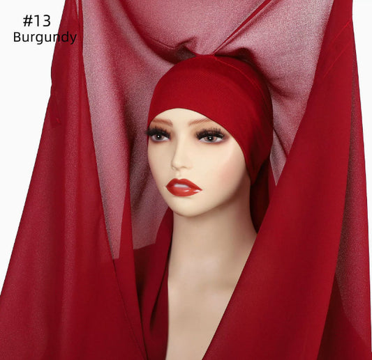 Pinless Magnetic Buckle Chiffon Hijab, Instant Hijab