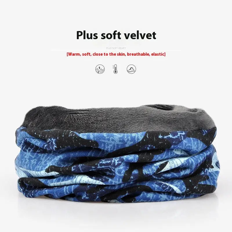 Dual-use Windproof Thermal Fleece-lined Toque Outdoor Cap - Style 9 Blue With Velvet / Average Size - Thermal