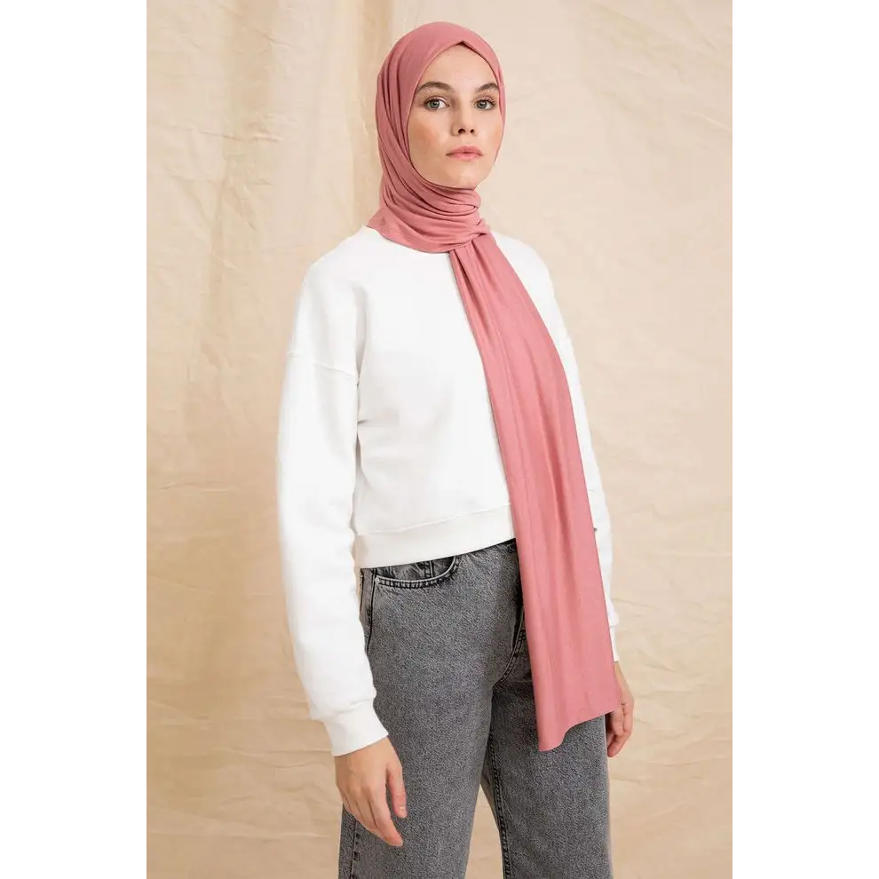 Dusty Rose Combed Cotton Shawl - Hijab