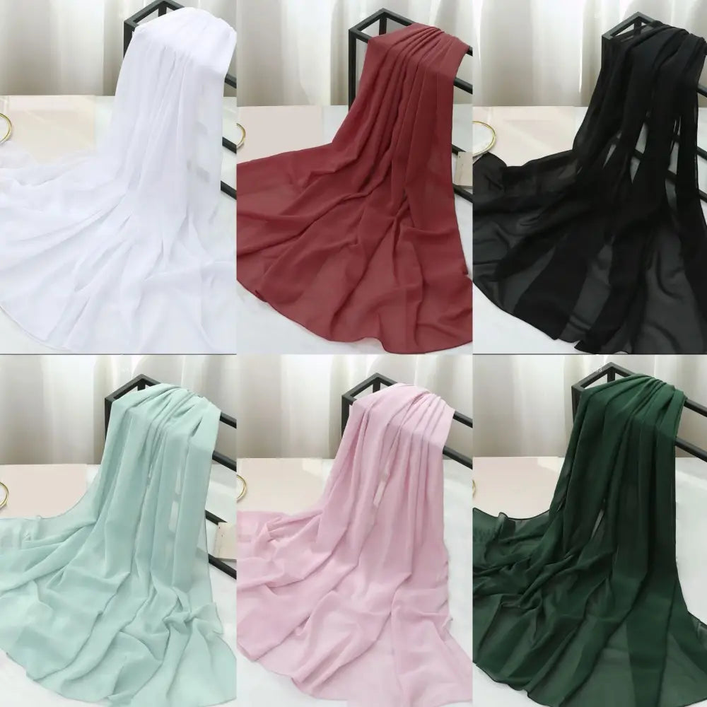 Ethnic Style Premium Solid Colour Chiffon Headscarf