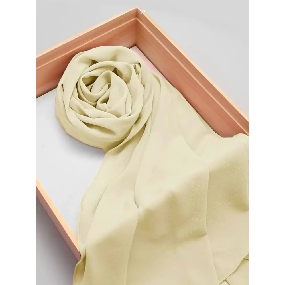 Ethnic Style Premium Solid Colour Chiffon Headscarf - Beige / Free Size
