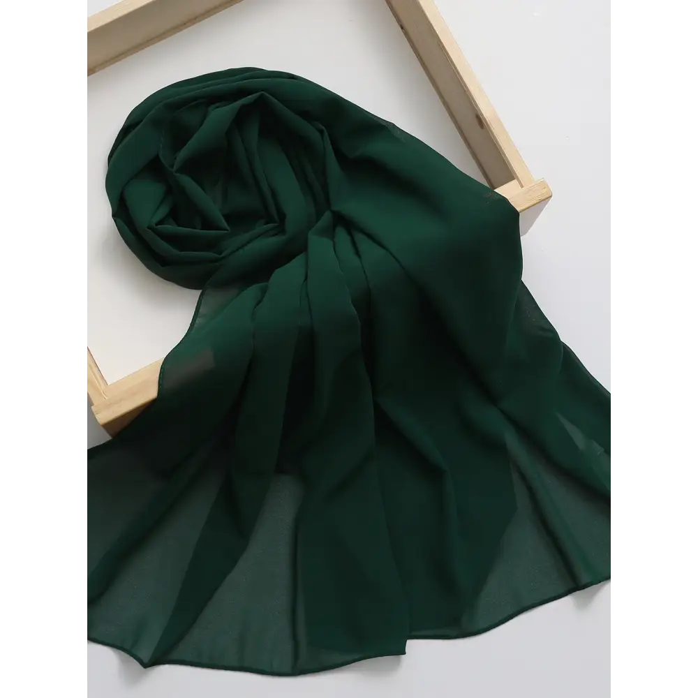 Ethnic Style Premium Solid Colour Chiffon Headscarf - Dark Green / Free Size