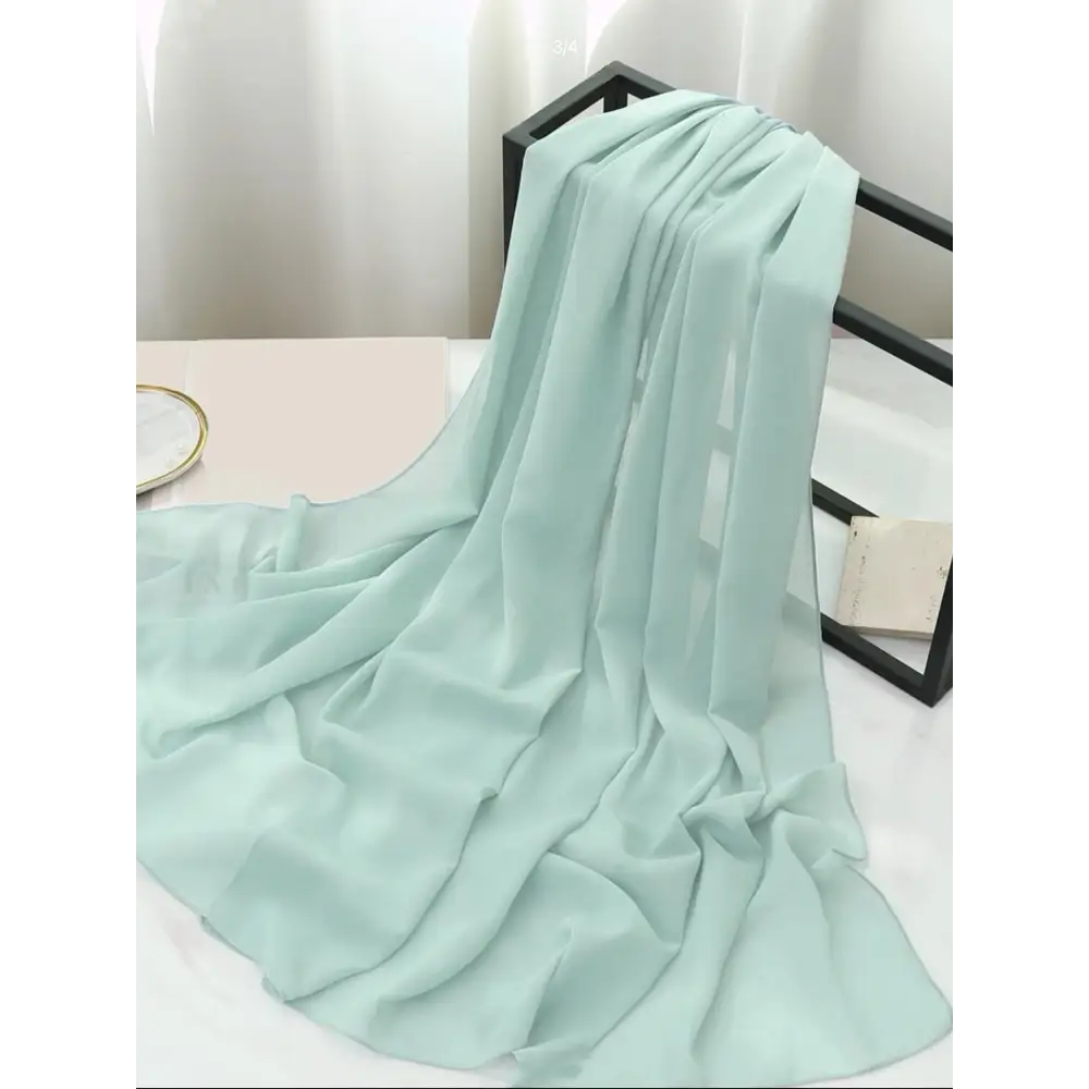 Ethnic Style Premium Solid Colour Chiffon Headscarf - Light Blue / Free Size