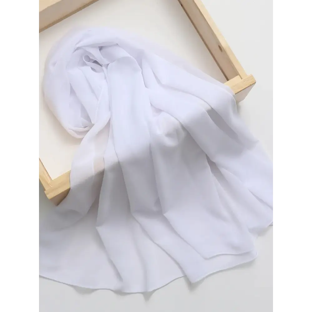 Ethnic Style Premium Solid Colour Chiffon Headscarf - White / Free Size