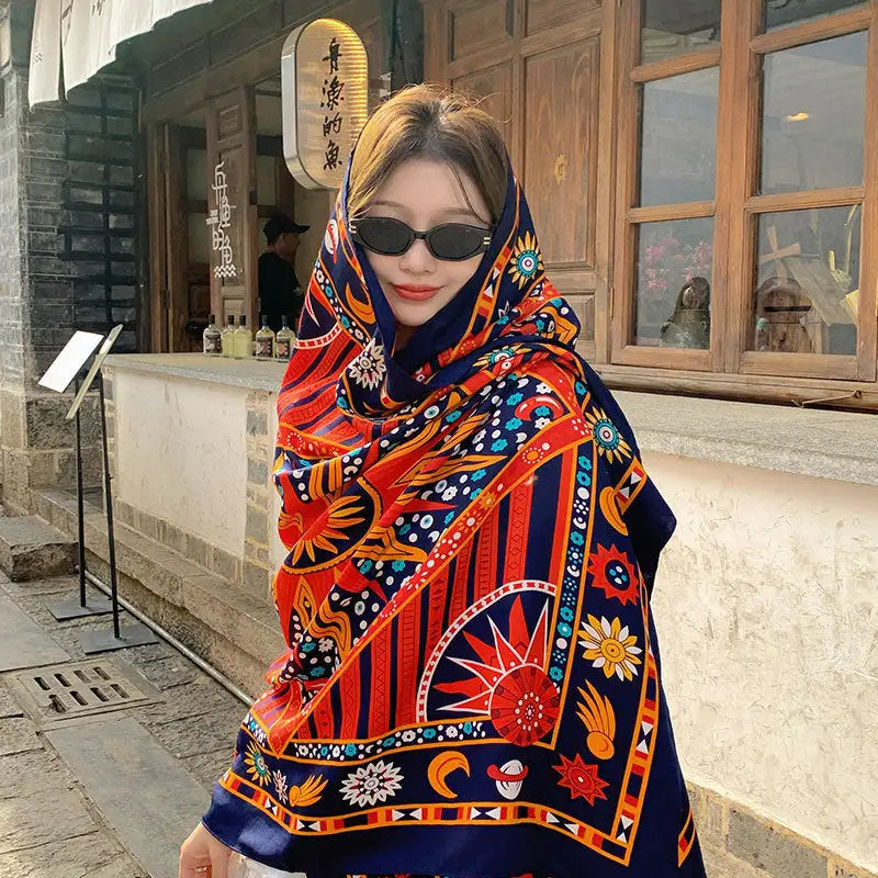 Ethnic Style Sun Protection Silk Scarf - 139color / 180X90cm - Sun Scarf