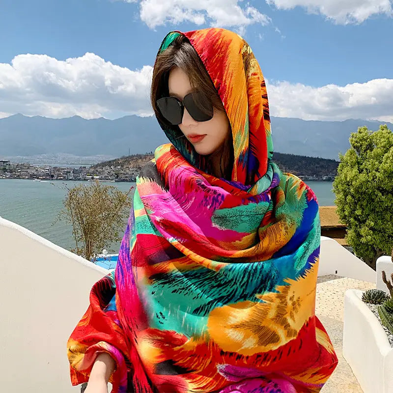 Ethnic Style Sun Protection Silk Scarf - 283color / 180X90cm - Sun Scarf