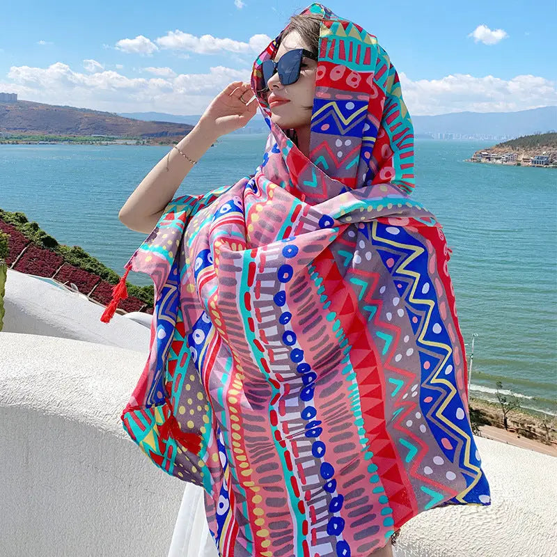 Ethnic Style Sun Protection Silk Scarf - Sun Scarf