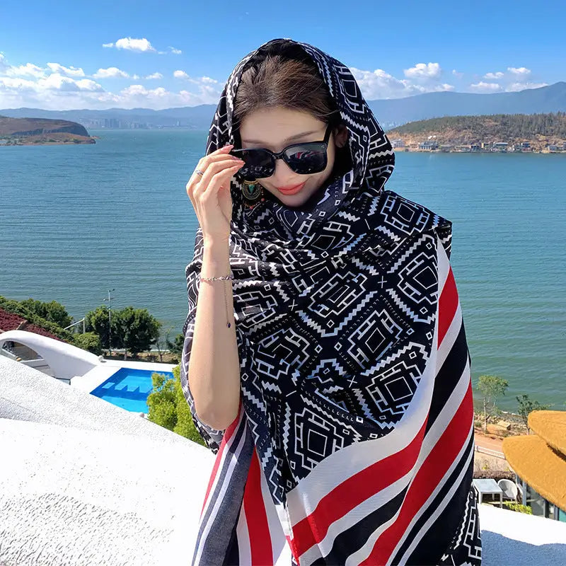 Ethnic Style Sun Protection Silk Scarf - 327color / 180X90cm - Sun Scarf