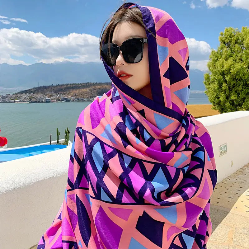 Ethnic Style Sun Protection Silk Scarf - 334color / 180X90cm - Sun Scarf