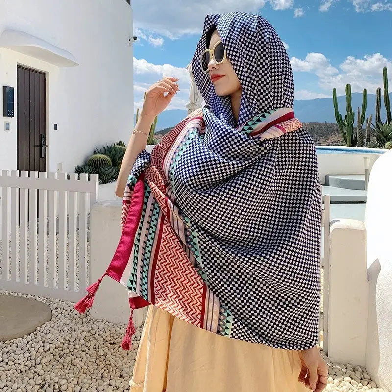 Ethnic Style Sun Protection Silk Scarf - 51color / 180X90cm - Sun Scarf
