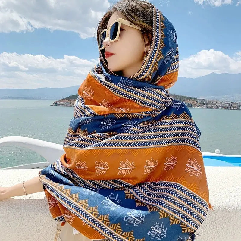 Ethnic Style Sun Protection Silk Scarf - 60color / 180X90cm - Sun Scarf