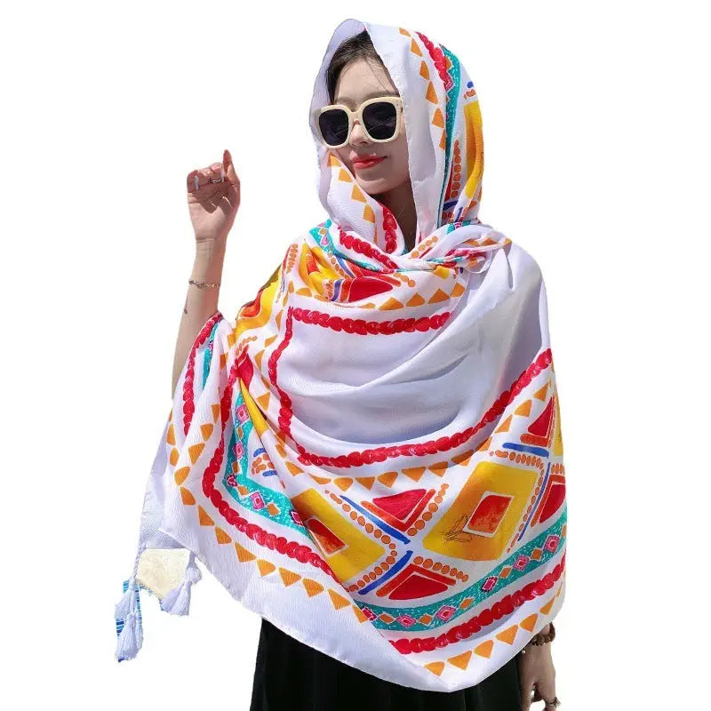 Ethnic Style Sun Protection Silk Scarf
