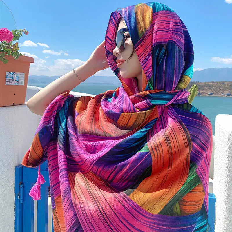Ethnic Style Sun Protection Silk Scarf - Sun Scarf
