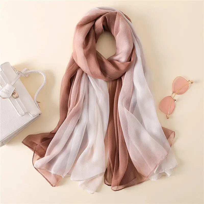 Fashion tapered long shawl - Khaki - long shawl