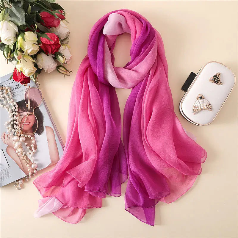 Fashion tapered long shawl - Rose Red - long shawl