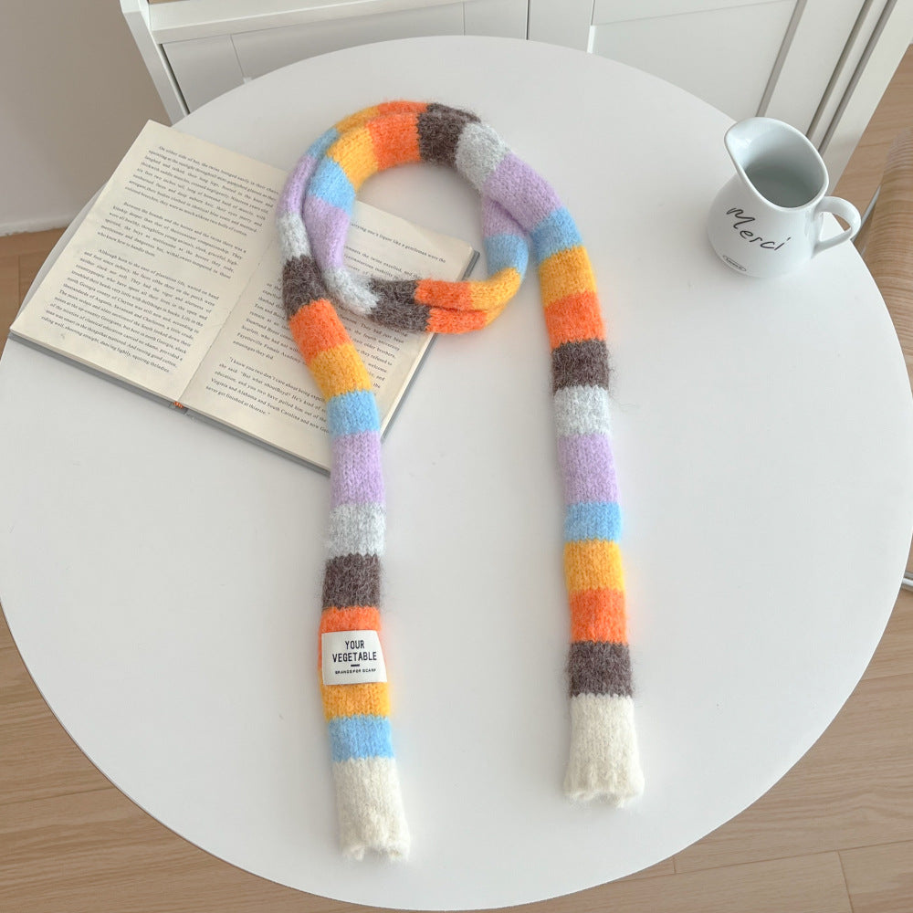 Retro Knitted Slim Long Scarf