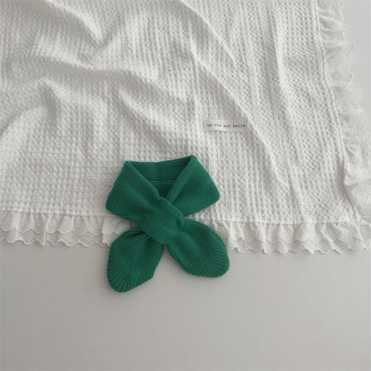 Korean Style Solid Colour Knitted Cross Scarf