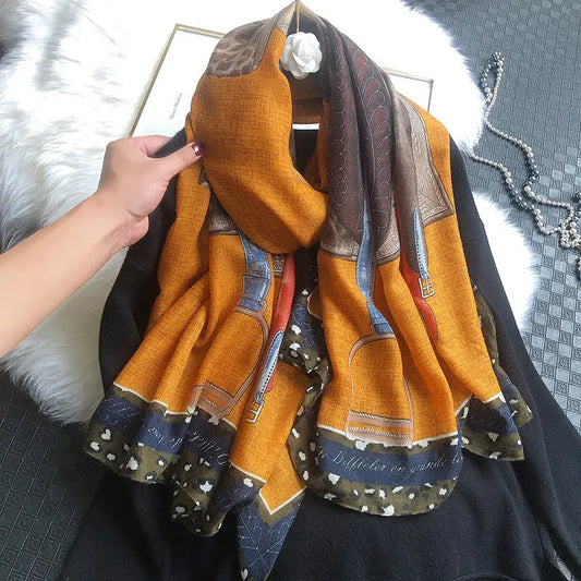 Geometric Cotton And Linen Scarf For Women Warm Shawl - Houndstooth Color Matching / 180x90cm