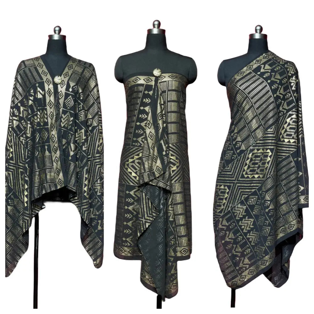 Gorgeous Tinfoil Gold Multifunctional Scarf Summer Shawl - Black Gold / 180CM - long shawl