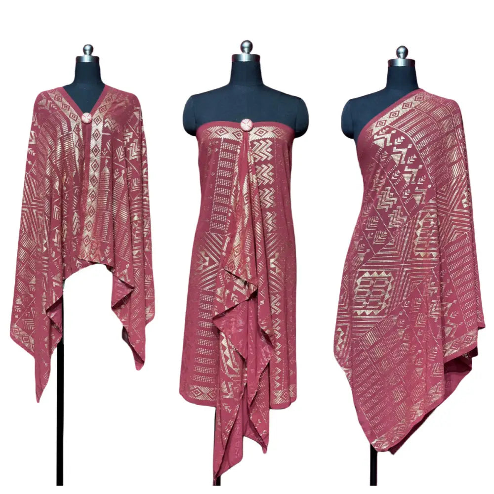 Gorgeous Tinfoil Gold Multifunctional Scarf Summer Shawl - Dark Red / 180CM - long shawl