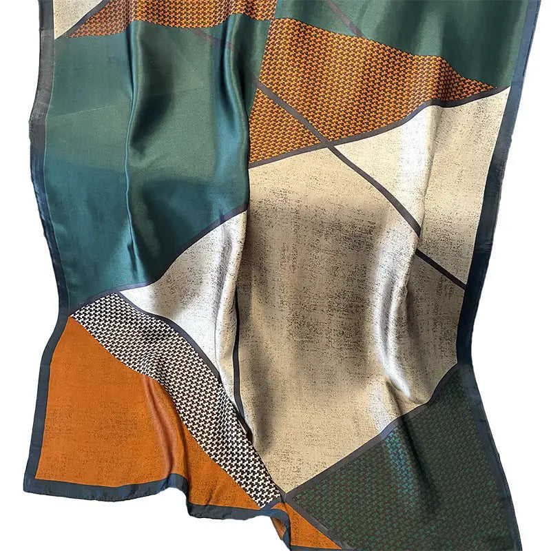 Houndstooth Color Matching New Silk Satin Scarf