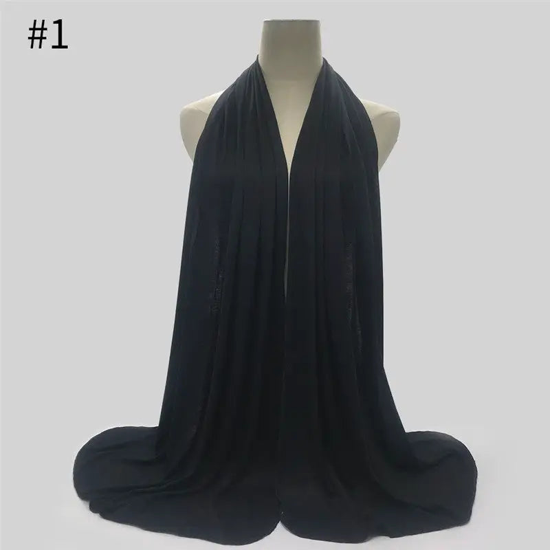 Jersey Hijab Long Shawl Instant Hijab - Black - Jersey Hijab