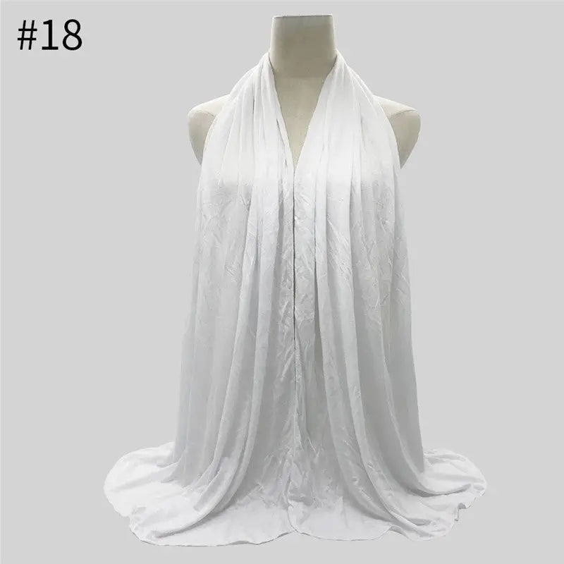 Jersey Hijab Long Shawl Instant Hijab - White - Jersey Hijab