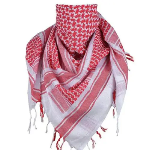 Keffiyeh Square Scarf Middle Eastern Scarf Muslim Kerchief - Red And White - Keffiyeh Square Scarf