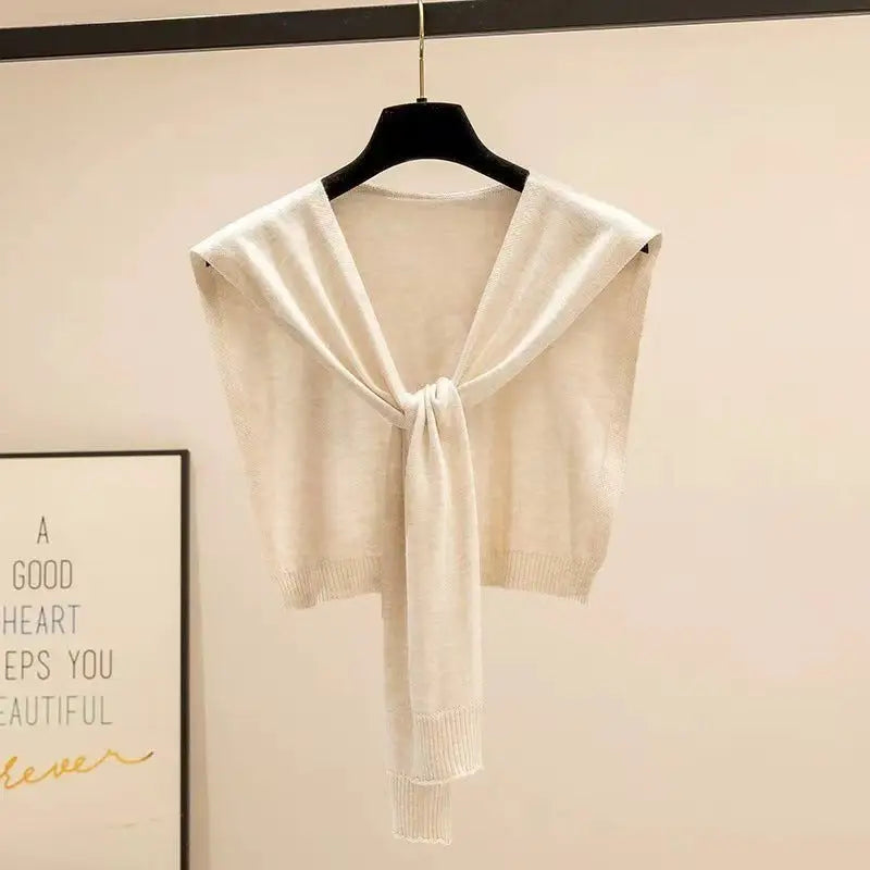 Knitted Striped Shawl Outer Match High-end Fashion - Apricot / Average Size - Decorative Scarf