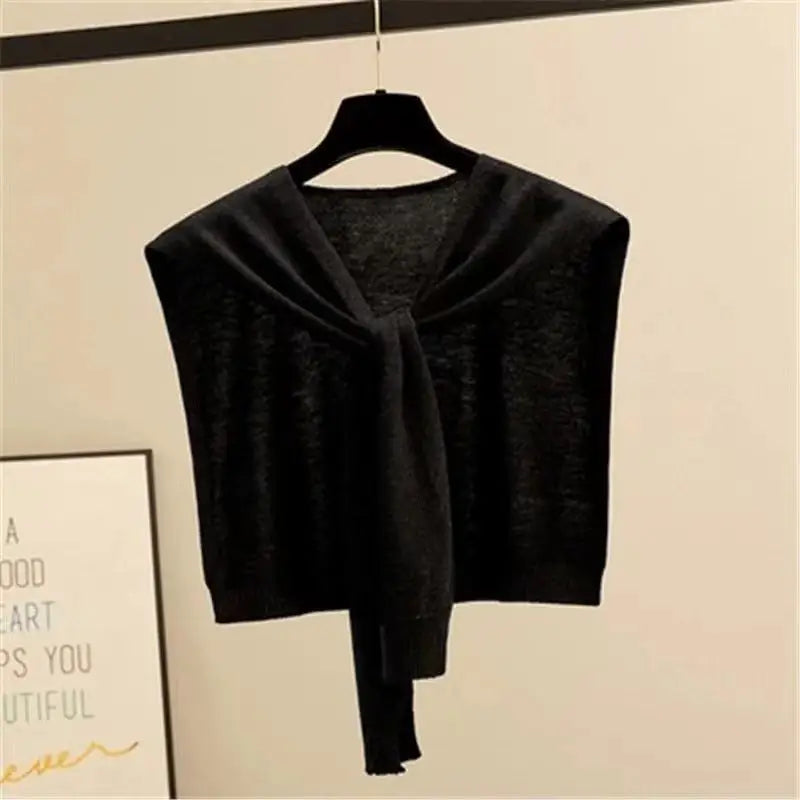 Knitted Striped Shawl Outer Match High-end Fashion - Black / Average Size - Decorative Scarf
