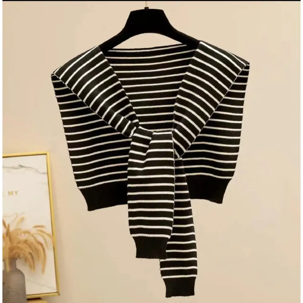 Knitted Striped Shawl Outer Match High-end Fashion - Black Type C / Average Size - Decorative Scarf
