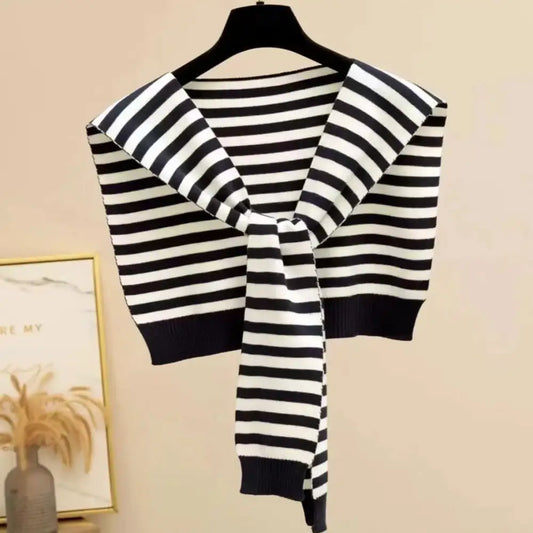 Knitted Striped Shawl Outer Match High-end Fashion - Decorative Scarf