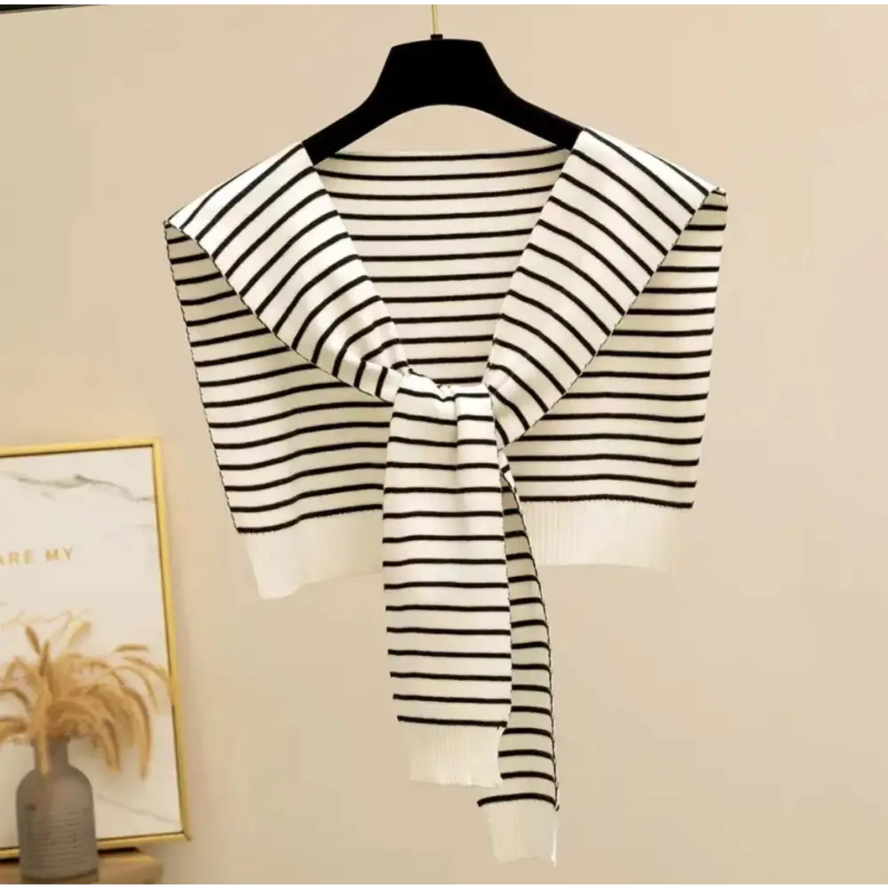 Knitted Striped Shawl Outer Match High-end Fashion - White A Style / Average Size - Decorative Scarf