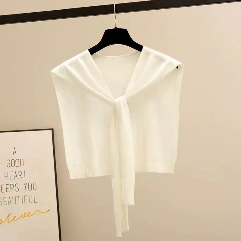 Knitted Striped Shawl Outer Match High-end Fashion - White / Average Size - Decorative Scarf