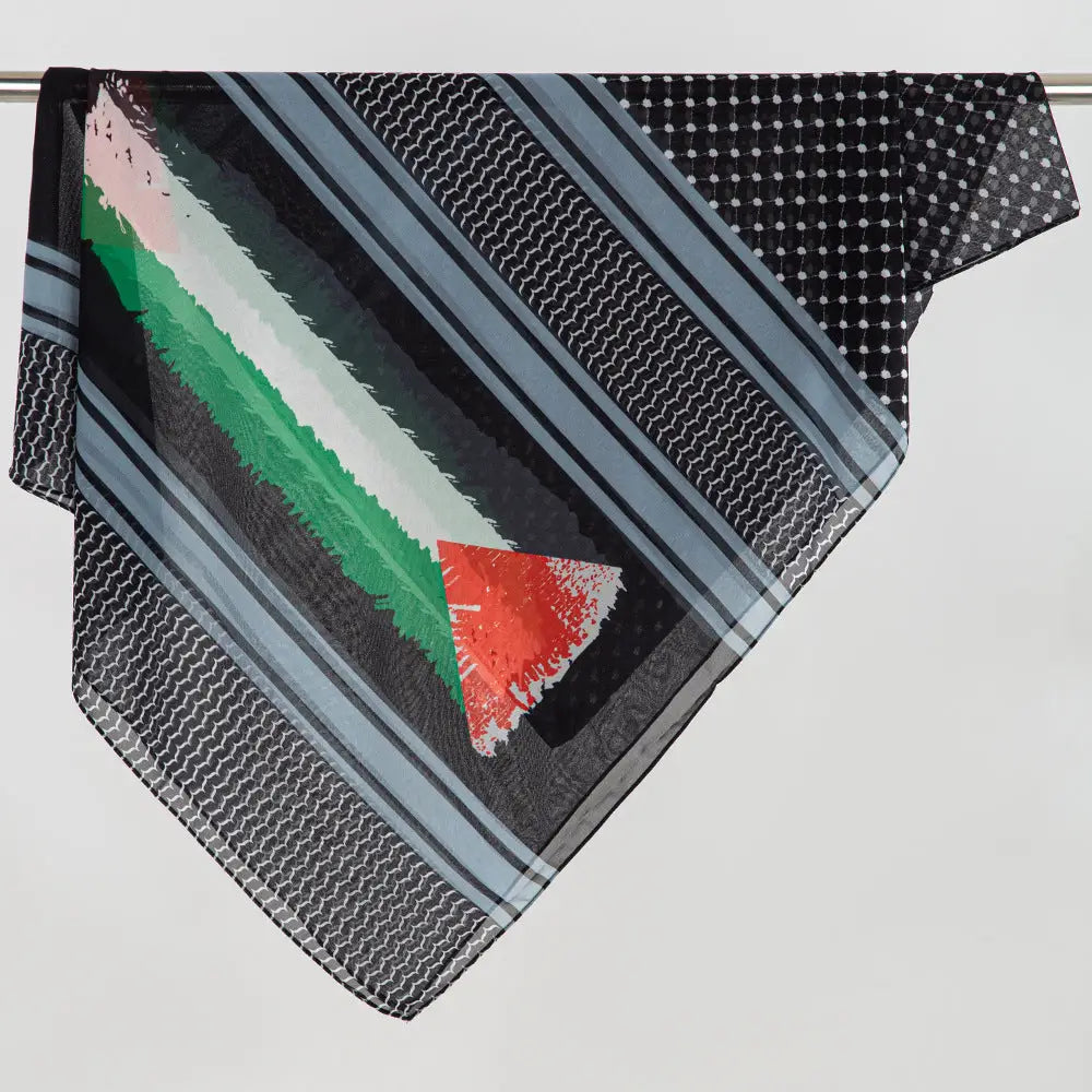 Kufiyyeh Style Chiffon Scarf, Arab Fashion Scarf, Middle Eastern Shawl