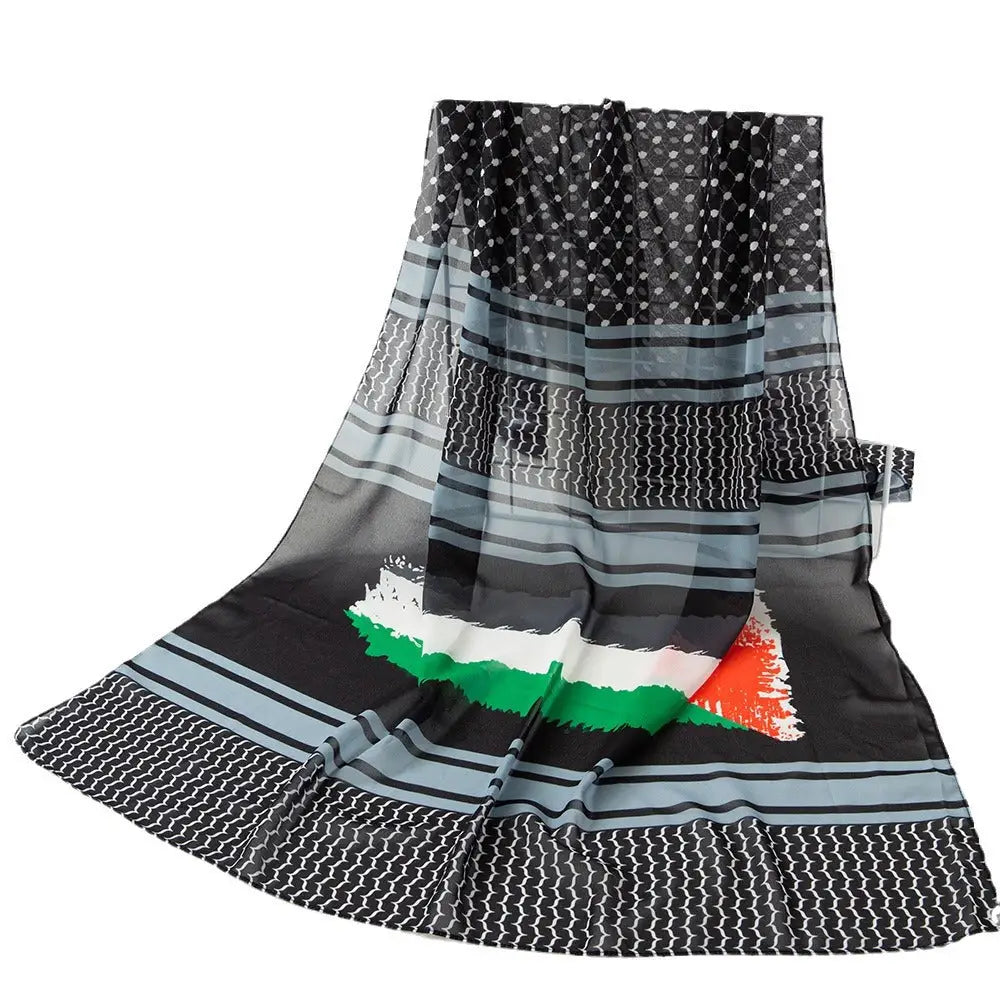 Kufiyyeh Style Chiffon Scarf, Arab Fashion Scarf, Middle Eastern Shawl